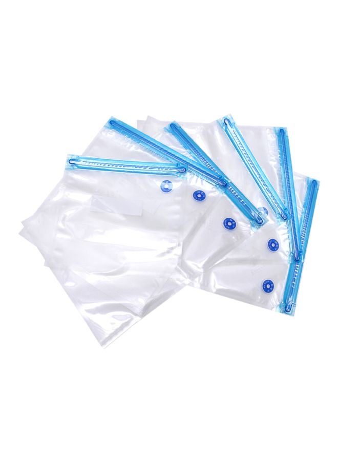 5-Piece Vacuum Storage Bag Set Clear/Blue 30x34cm  - Image 1