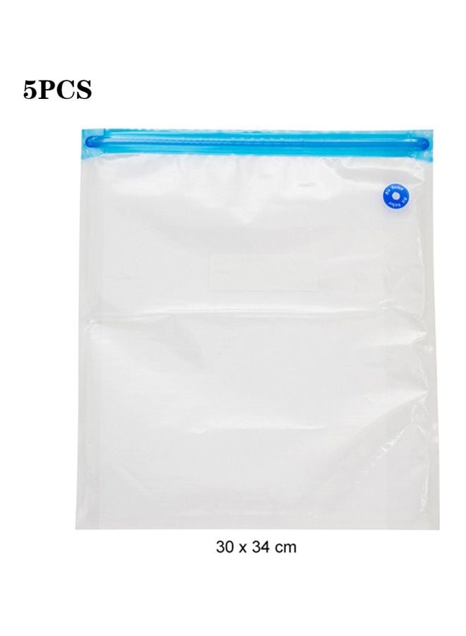 5-Piece Vacuum Storage Bag Set Clear/Blue 30x34cm  - Image 2