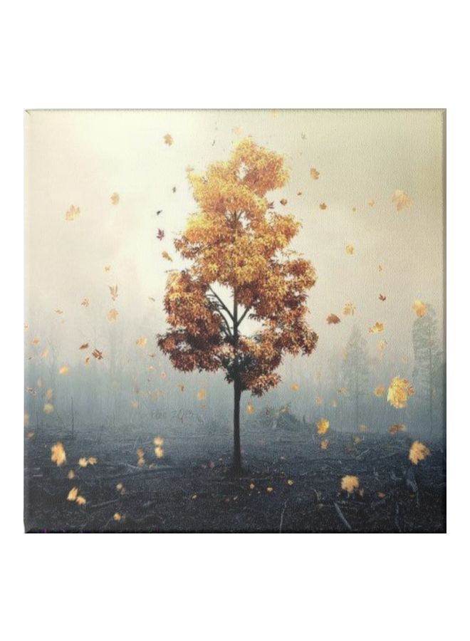 Tree Wall Painting With Frame Blue/Brown/Beige 30x30cm