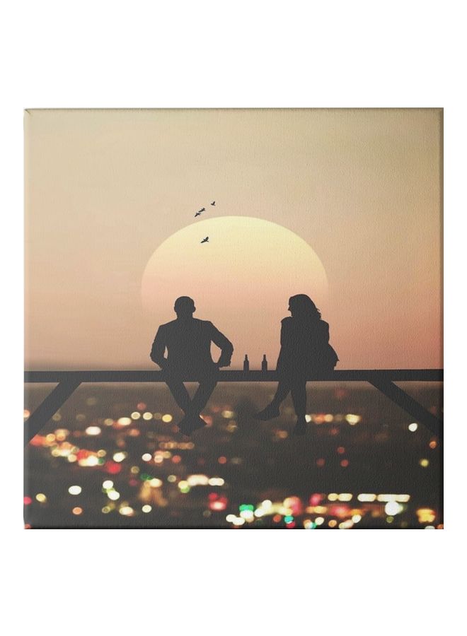 A Girl With Her Boyfriend Wall Painting With Frame Multicolour 30x30cm