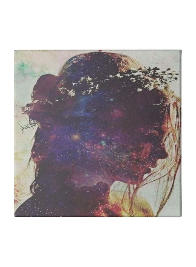 Girl Wall Painting With Frame Purple/Beige/White 30x30cm