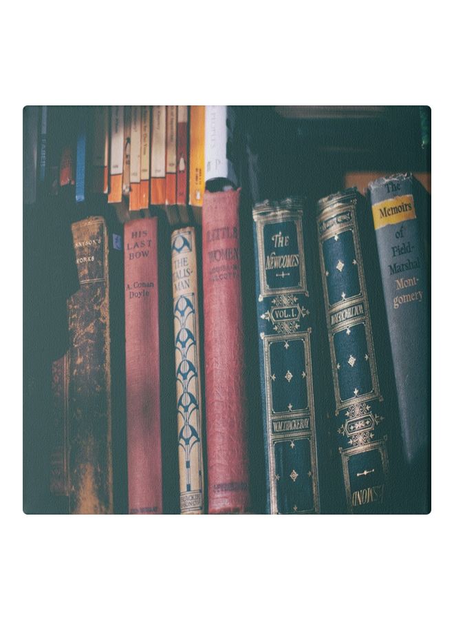 Books Wall Painting With Frame Red/Blue/White 30x30cm