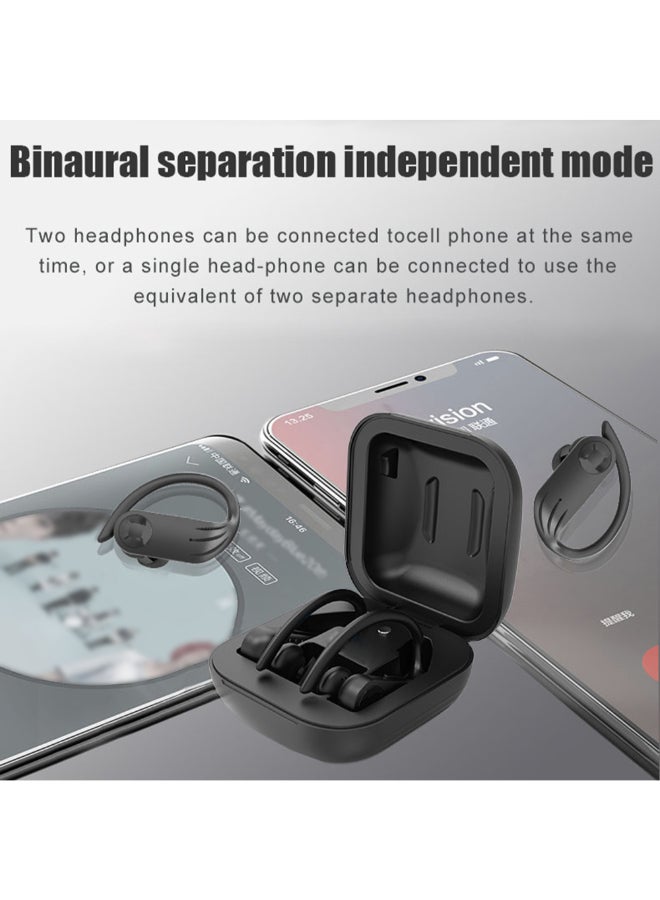 B1 TWS BT 5.0 Waterproof Wireless Ear-Hook Earbuds With Dual Mic And Charging Box Black