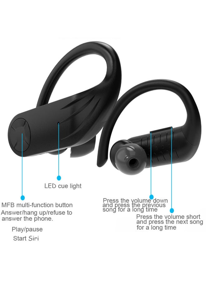 B1 TWS BT 5.0 Waterproof Wireless Ear-Hook Earbuds With Dual Mic And Charging Box Black