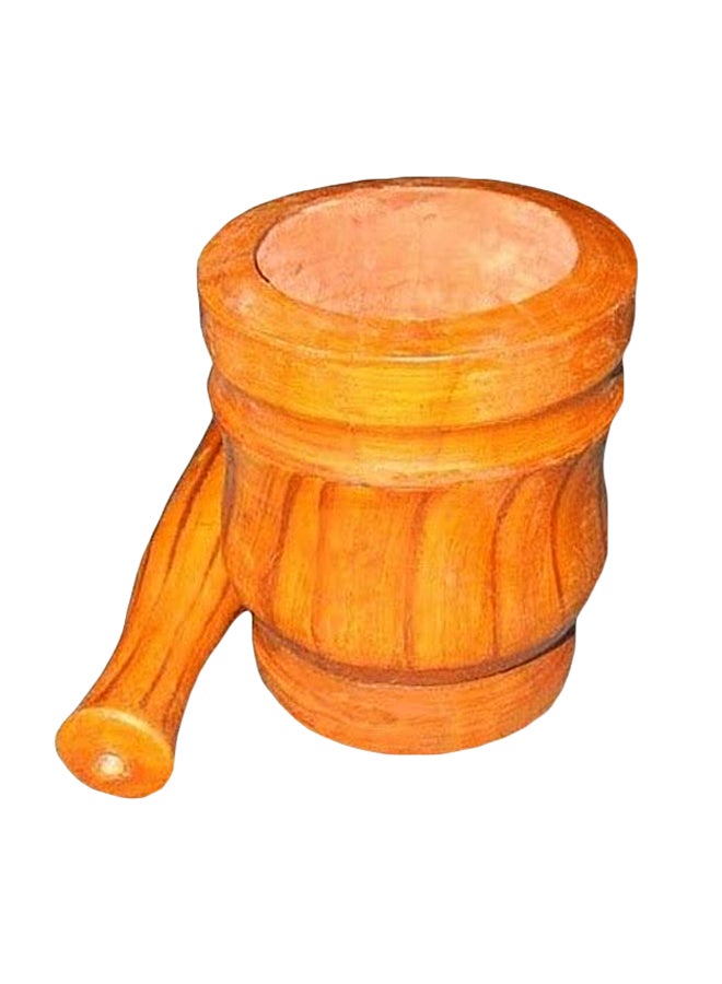 Wooden Hawan Dasta Orange 6inch 