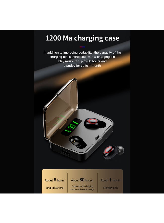 Generic - A1S TWS BT Wireless In-Ear Earbud With Digital Display Charging Box Black - Image 1