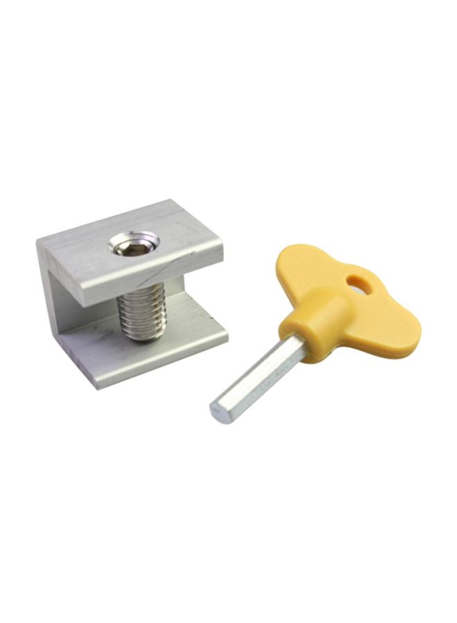 Generic Adjustable Sliding Window Lock With Key Silver/Yellow 24.5x24.5x30mm  - Image 1