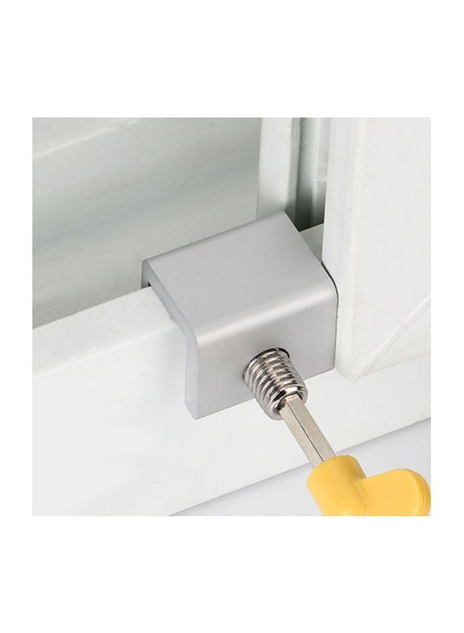 Generic Adjustable Sliding Window Lock With Key Silver/Yellow 24.5x24.5x30mm  - Image 3