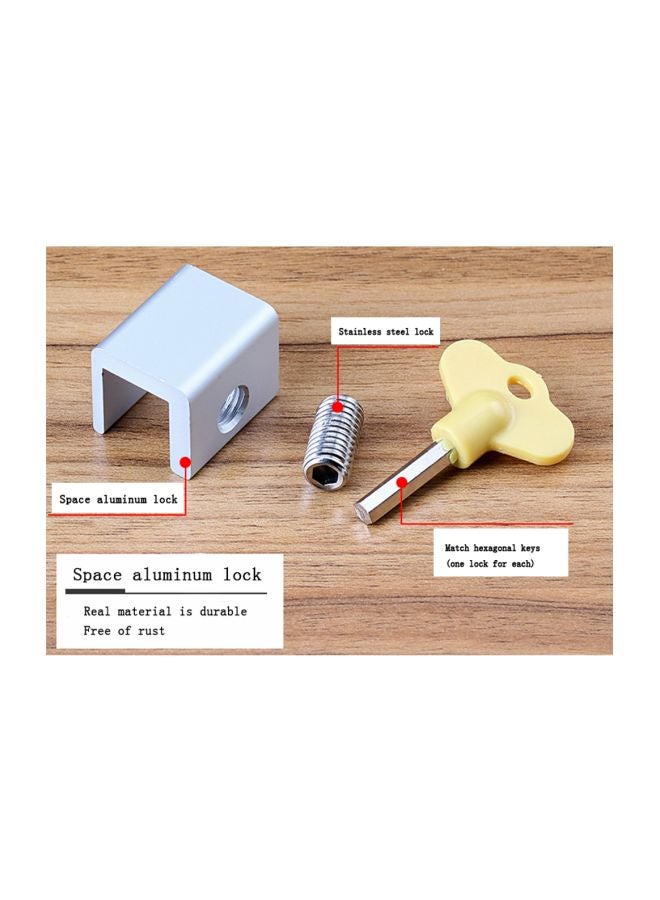 Generic Adjustable Sliding Window Lock With Key Silver/Yellow 24.5x24.5x30mm  - Image 4