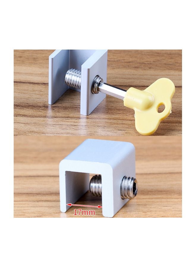 Generic Adjustable Sliding Window Lock With Key Silver/Yellow 24.5x24.5x30mm  - Image 5