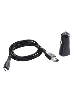 إنرجايزر مجموعة شاحن سيارة سريع الشحن مزود بكابل مايكرو USB بتصميم مضفر مزدوج أسود/فضي  - Image 1