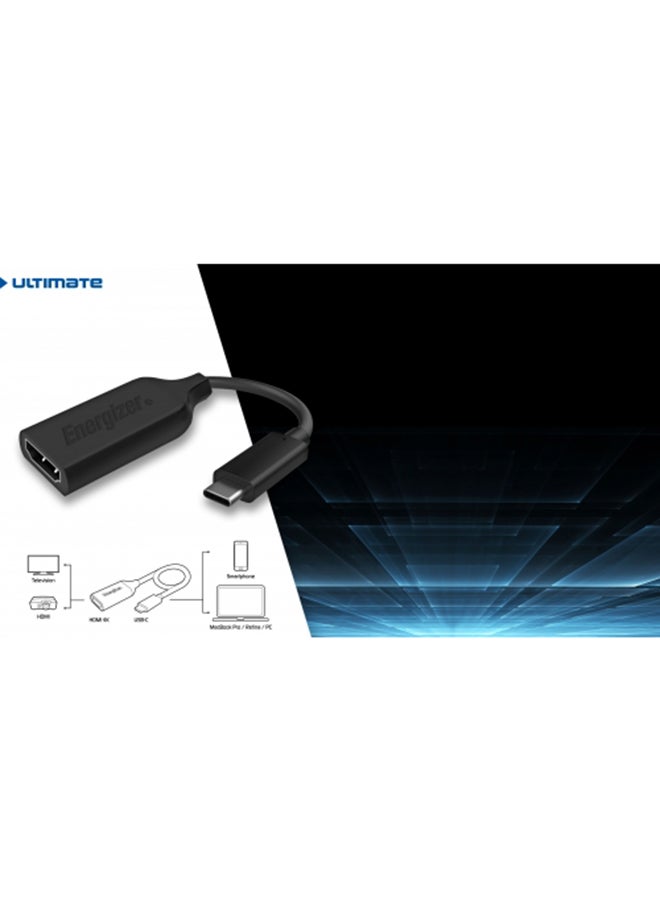 Energizer High Resolution 4K Type-C To HDMI Adapter With Integrated Type-C Connector Black - Image 3