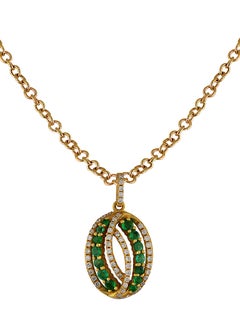 STARGEMS 0.22 Ct Diamond and Emerald Pendant  - Image 1