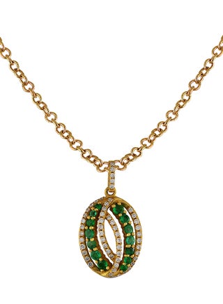 0.22 Ct Diamond and Emerald Pendant - v1592295659/N38591567A_1