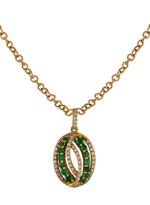 0.22 Ct Diamond and Emerald Pendant