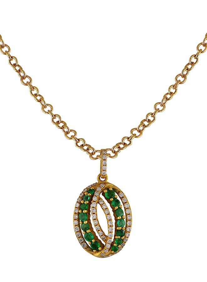 STARGEMS 0.22 Ct Diamond and Emerald Pendant  - Image 1
