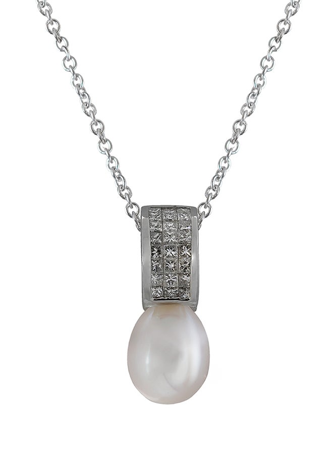 STARGEMS 0.42 Ct Diamond Three Row Bezel Drop Pendant White Gold  - Image 1
