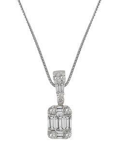 STARGEMS 0.29 Ct Baguette Illusion Diamond Pendant White Gold  - Image 1