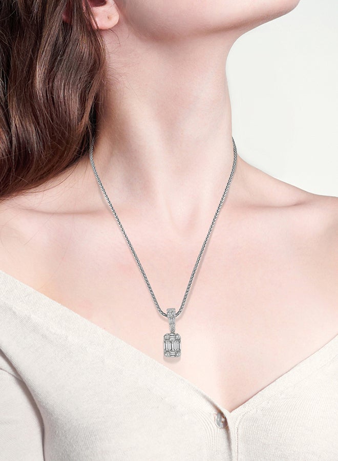 STARGEMS - 0.29 Ct Baguette Illusion Diamond Pendant White Gold - Image 1