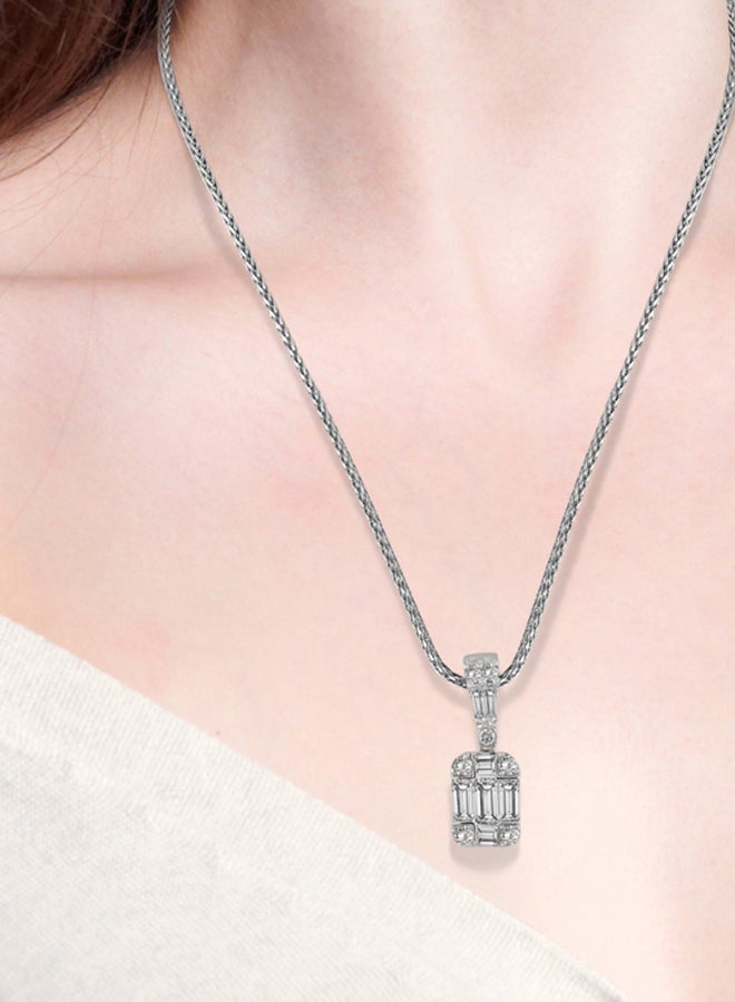 STARGEMS - 0.29 Ct Baguette Illusion Diamond Pendant White Gold - Image 1