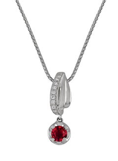 0.06 Ct Round Shape Ruby Diamond Pendant White Gold