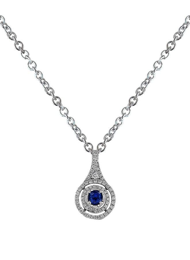 STARGEMS 0.28 Ct Round Sapphire Diamond Pendant White Gold  - Image 1