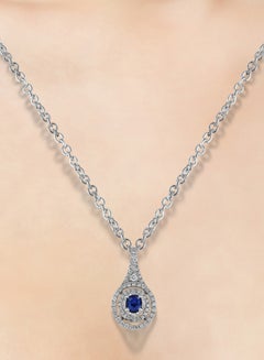 STARGEMS 0.28 Ct Round Sapphire Diamond Pendant White Gold  - Image 3