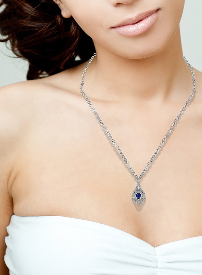 STARGEMS 0.28 Ct Round Sapphire Diamond Pendant White Gold  - Image 2