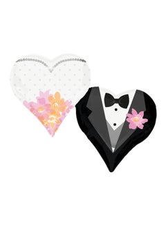 Set Of 2 Wedding Couple Heart Shaped Balloons
