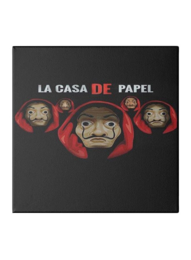 لوحة فنية لديكور الحائط من قماش الكانفاس بتصميم صورة مستوحاة من مسلسل "La Casa De Papel" أسود/أحمر/بيج 30x30سم