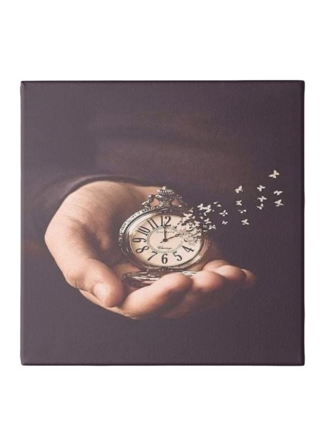 Watch In Hand Framed Wall Painting Black/Beige/Silver 30x30cm