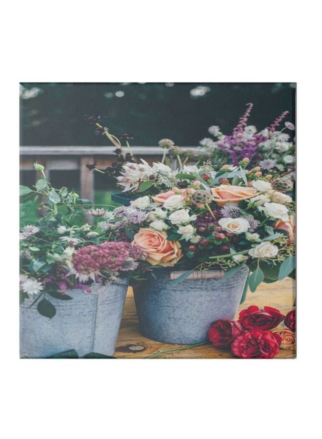 Roses Canvas Wall Painting With Frame Multicolour 30x30cm