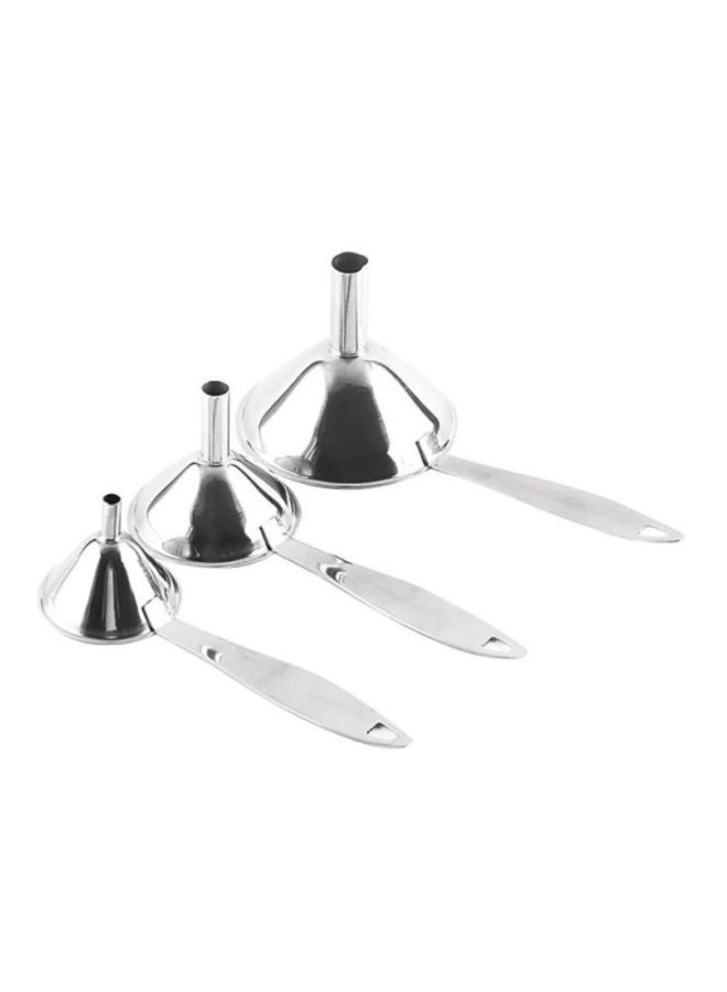 3-Piece Stainless Steel Canning Jar Funnel Silver Large Funnel 3x0.5, Medium Funnel 2.2x0.4, Small Funnel 1.8x0.28inch  - Image 1