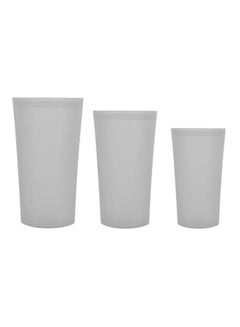3-Piece Silicone Cups Grey Small Cup 15.24x8.89x17.78, Medium Cup 13.97x7.62x15.24, Large Cup 12.7x6.35x12.7cm