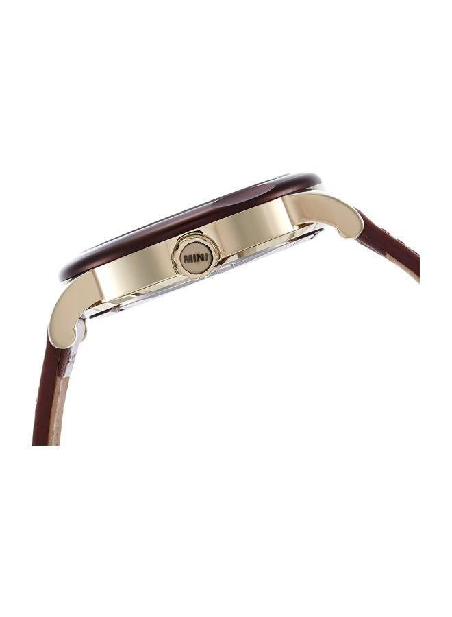 Mini Cooper men Water Resistant Analog Watch SM005 - 45 mm - Brown - Image 3