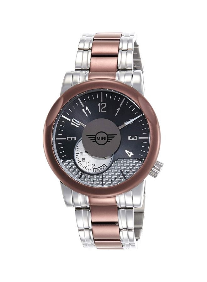 Mini Cooper men Water Resistant Analog Watch SM016 - 43 mm - Silver/Brown - Image 1