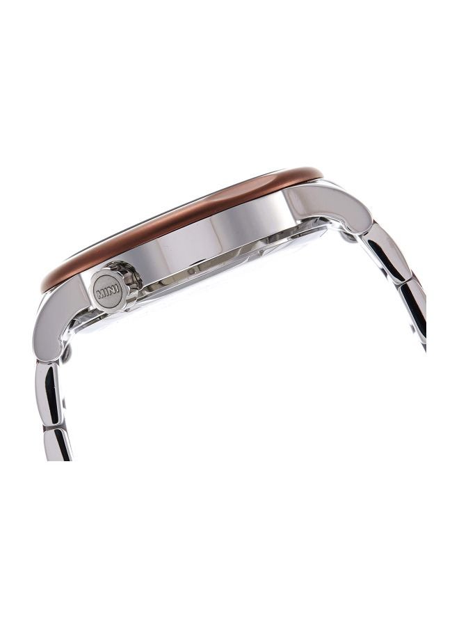 Mini Cooper men Water Resistant Analog Watch SM016 - 43 mm - Silver/Brown - Image 3