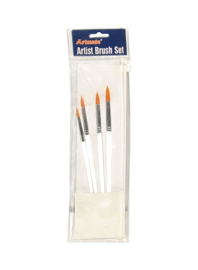 آرتمايت مجموعة فرشاة بطرف مستدير للرسم - 4 قطع أبيض/ فضي/ برتقالي