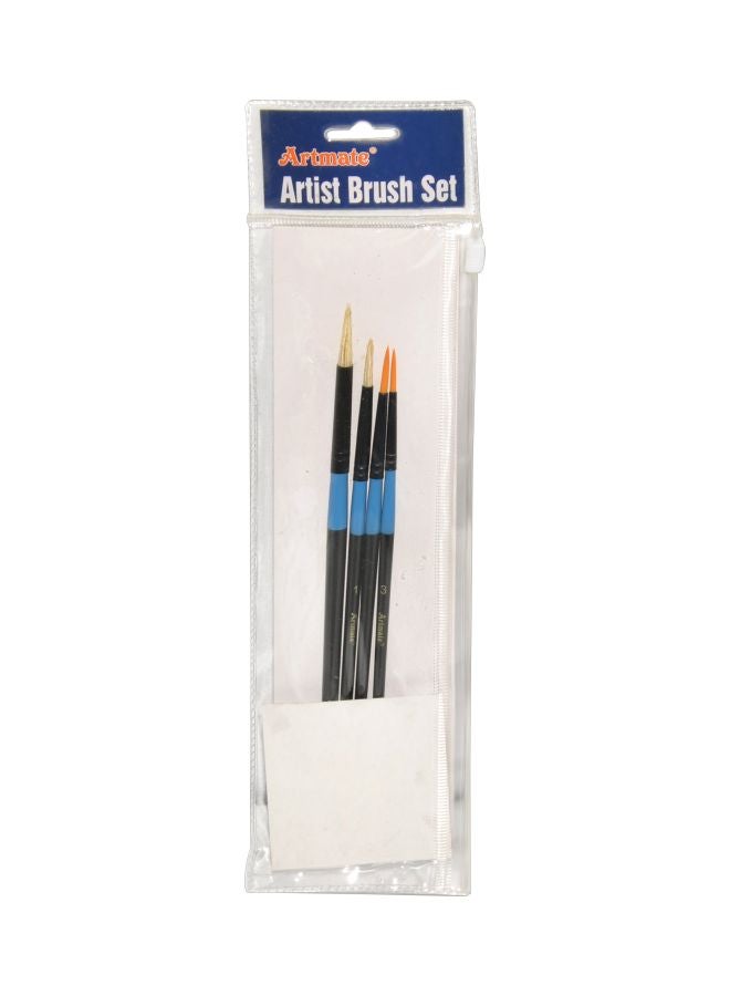 آرتمايت مجموعة فرشاة بطرف مستدير للرسم - 4 قطع أسود/أزرق/بيج