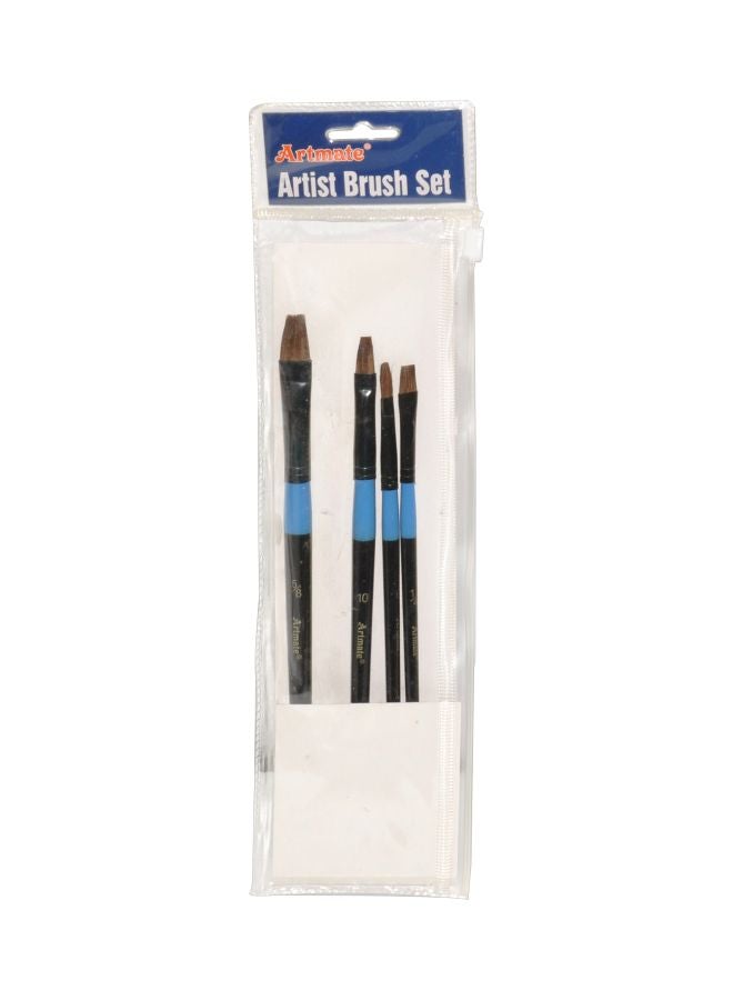 آرتمايت طقم فرش رسم مسطحة مكون من 4 قطع أسود/أزرق/بني