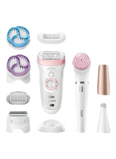 Silk-Epil 9 9-975 Wet And Dry Epilator With Attachment Set White/Pink/Gold