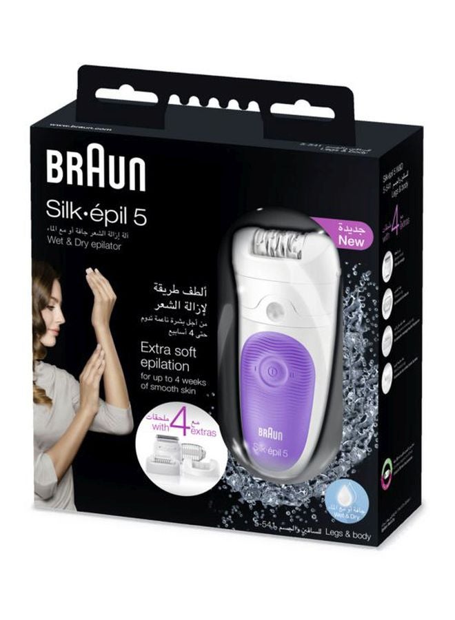 BRAUN - Silk Epil 5 Wet And Dry Cordless Epilator With Attachment Set White/Purple - Image 1