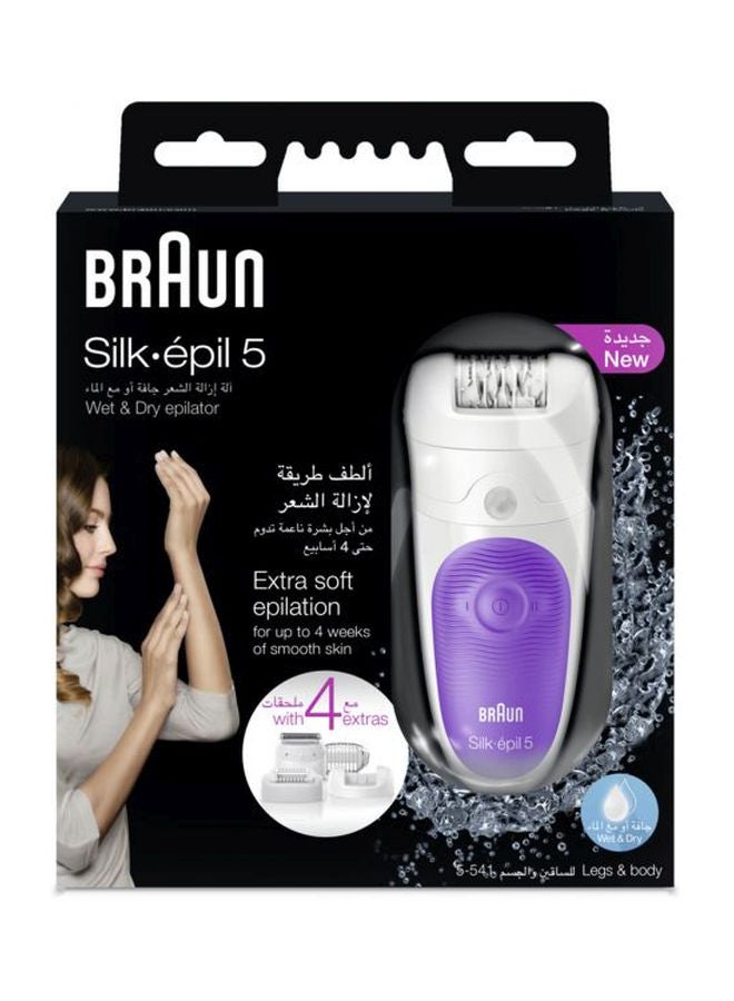 BRAUN - Silk Epil 5 Wet And Dry Cordless Epilator With Attachment Set White/Purple - Image 1