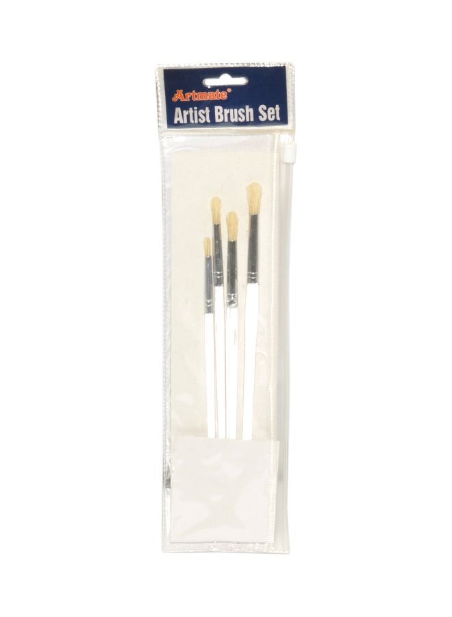 آرتمايت 4-Piece Round Brush Set White/Silver/Beige