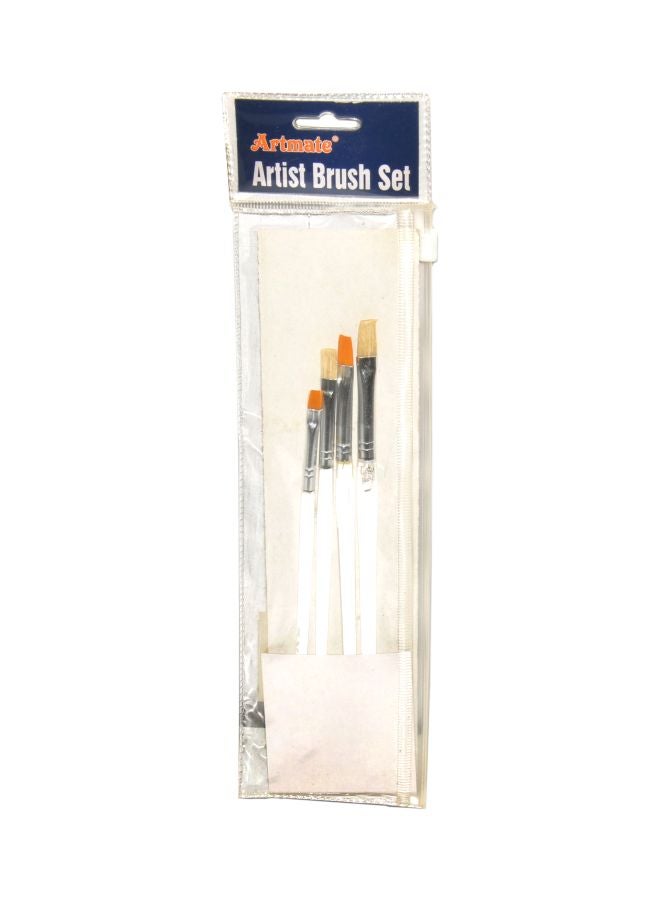 آرتمايت مجموعة فرشاة بطرف مسطح ومستو للرسم - 4 قطع بيج/برتقالي/أبيض