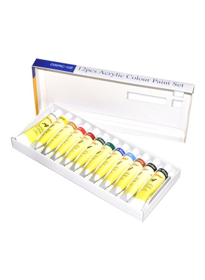 FIS 12-Piece Acrylic Colour Paint Set Multicolour - Image 1