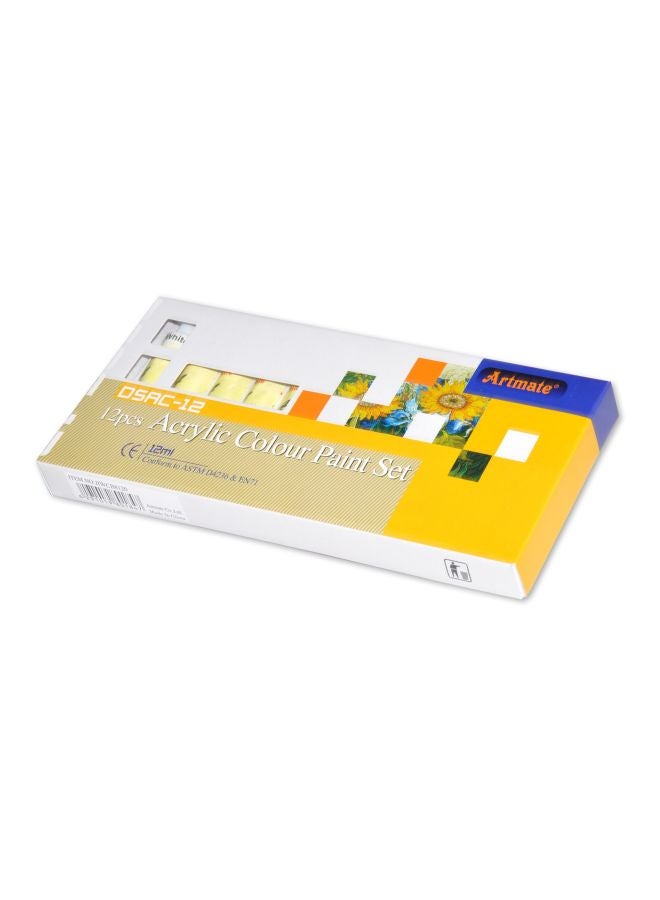 FIS 12-Piece Acrylic Colour Paint Set Multicolour - Image 2