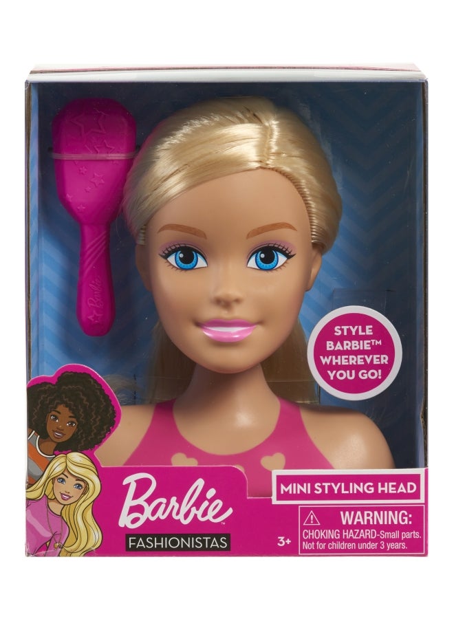 2-Piece Mini Blonde Styling Head With Brush Set Designed With Soft And Bright Colours 13x8.5x15cm
