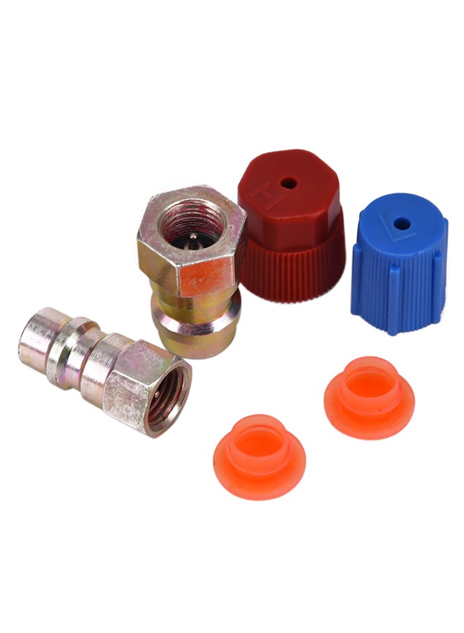 6-Piece Quick Change Retrofit Valve Adapter With Cap Set Multicolour