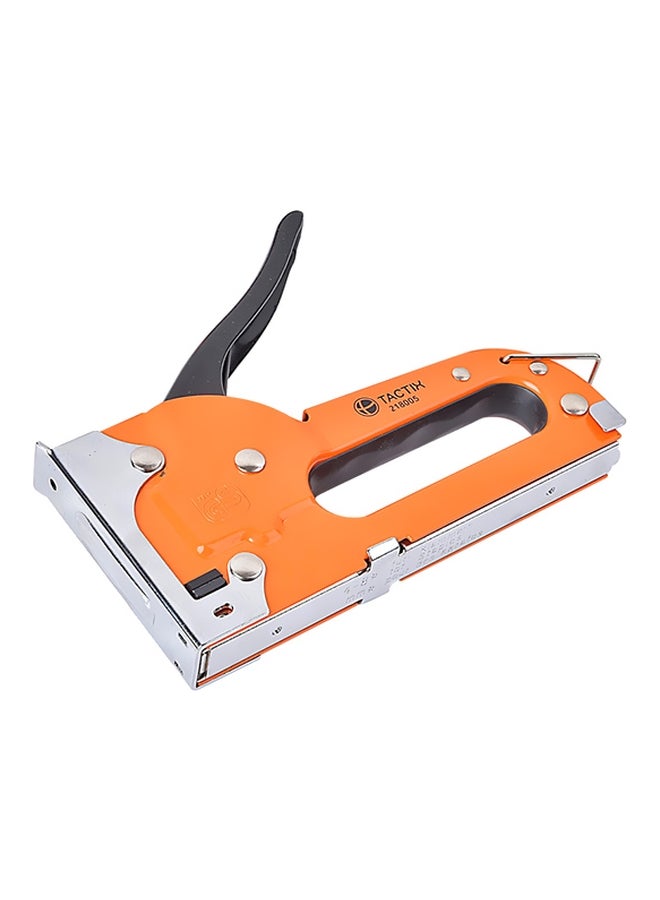 Tactix Tactix Staple Gun, Multipurpose, Heavy Duty, Compatible with 4, 6 and 8mm for Upholstery, Decoration, Carpentry, Furniture, Ergonomic Handle, Black/Orange/Silver- 218005  - Image 1